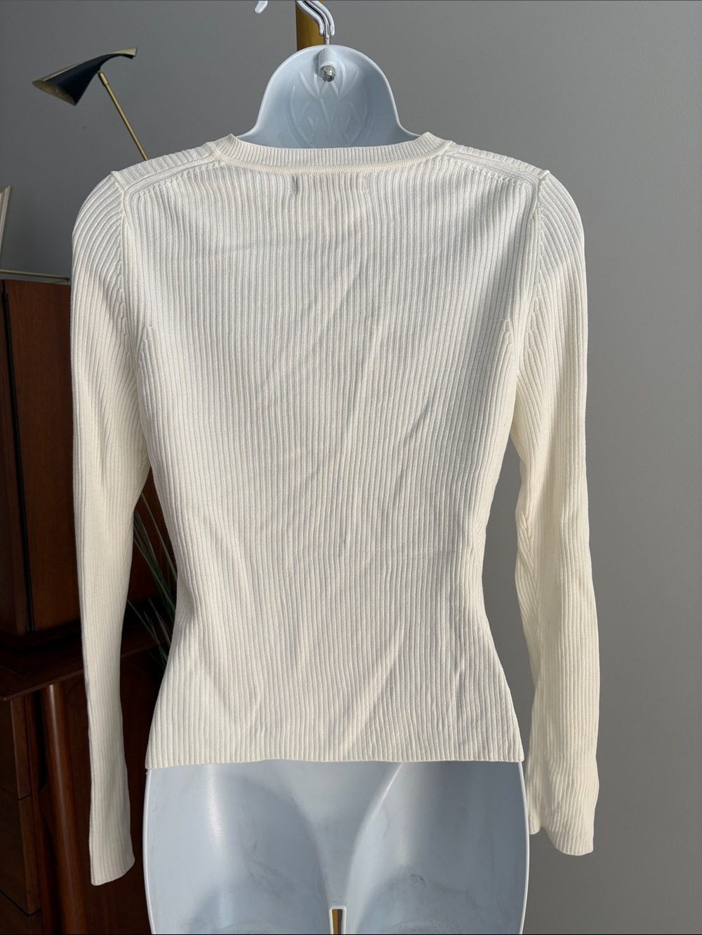 Banana Republic Cream Ribbed Button-Front Cardigan - Picture 3 of 5